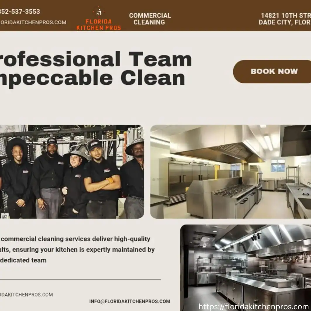 Commercial kitchen cleaning team at work in a Tampa kitchen