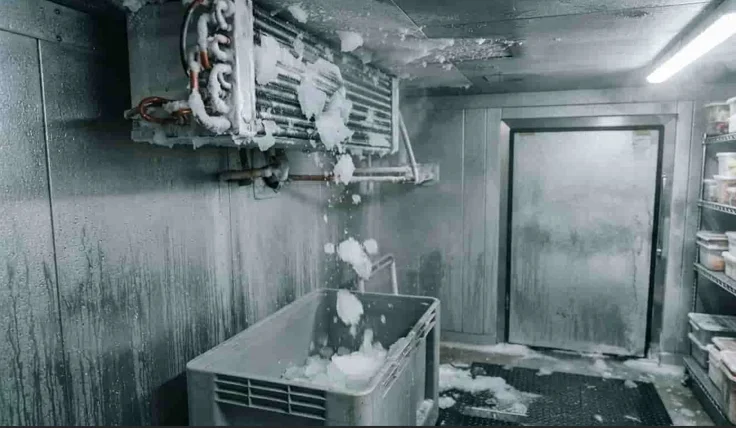 Removing ice buildup inside a commercial freezer
