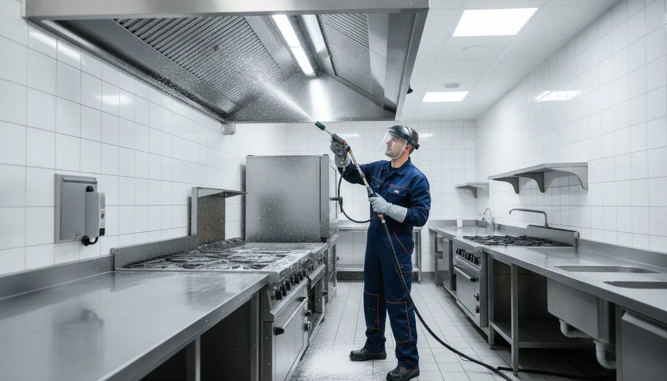 Full commercial kitchen line cleaned from end to end